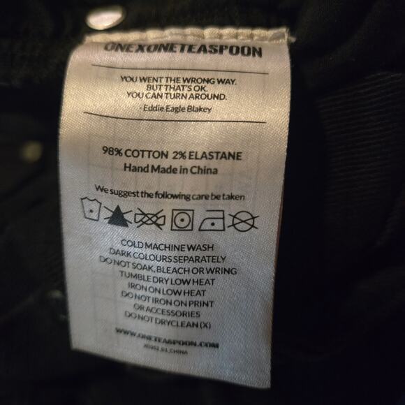 One Teaspoon Freebird II Jeans 28 Black Zip Hem Distressed Flawed - Picture 4 of 8